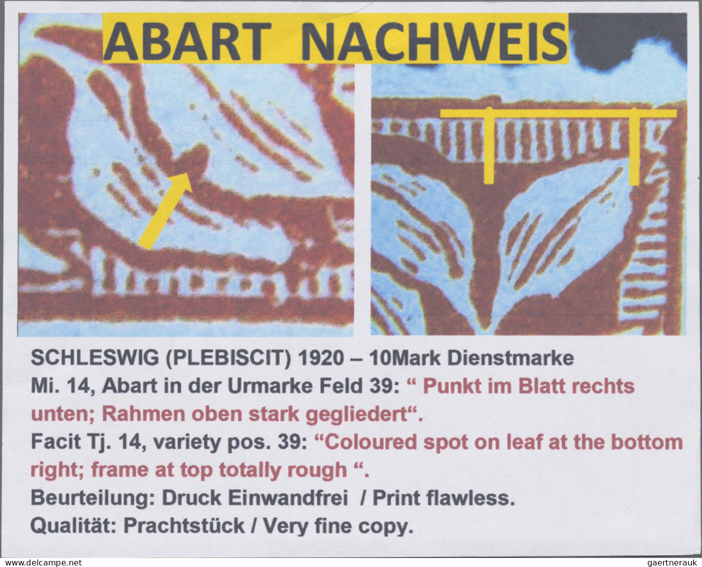 Deutsche Abstimmungsgebiete: Schleswig - Dienstmarken: 1920, 10 M Dunkelorangero - Other & Unclassified