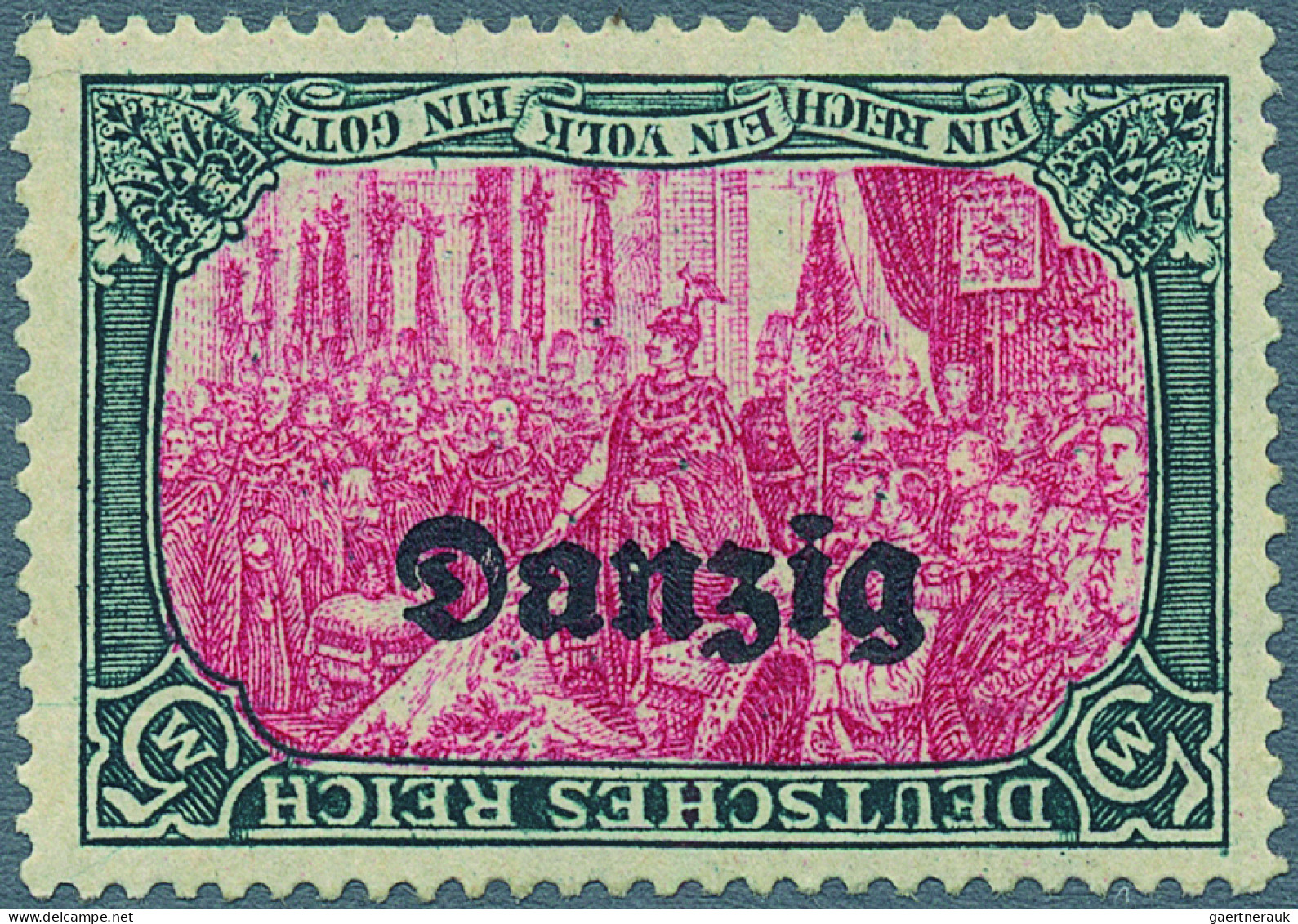 Danzig: 1920, 5 Mark "Reichsgründungsgedenkfeier" Grünschwarz/lilarot, 25:17 Zäh - Other & Unclassified