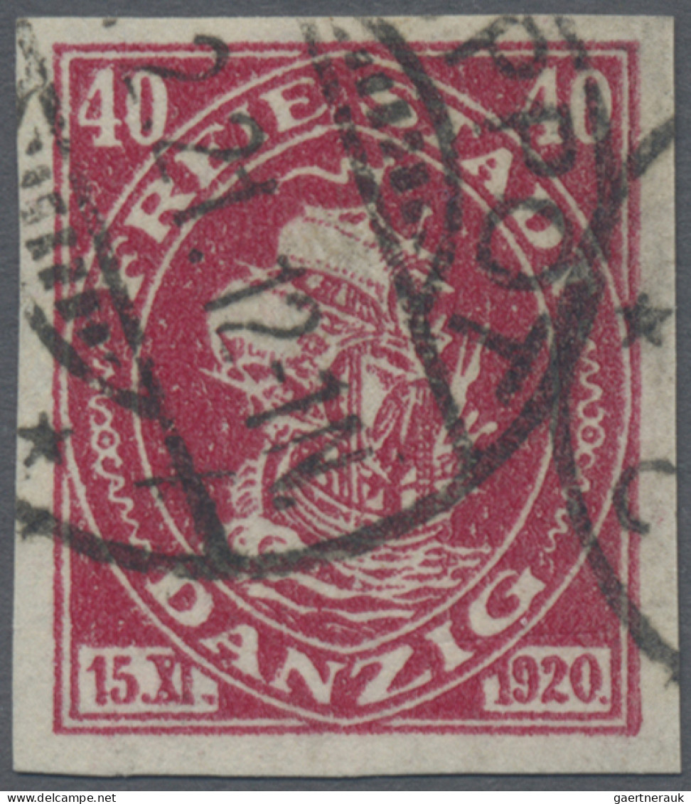 Danzig: 1921, 40 Pfg Kogge Ungezähnt, Zeitgerecht Gestempelt "ZOPPOT * C * (18) - Other & Unclassified