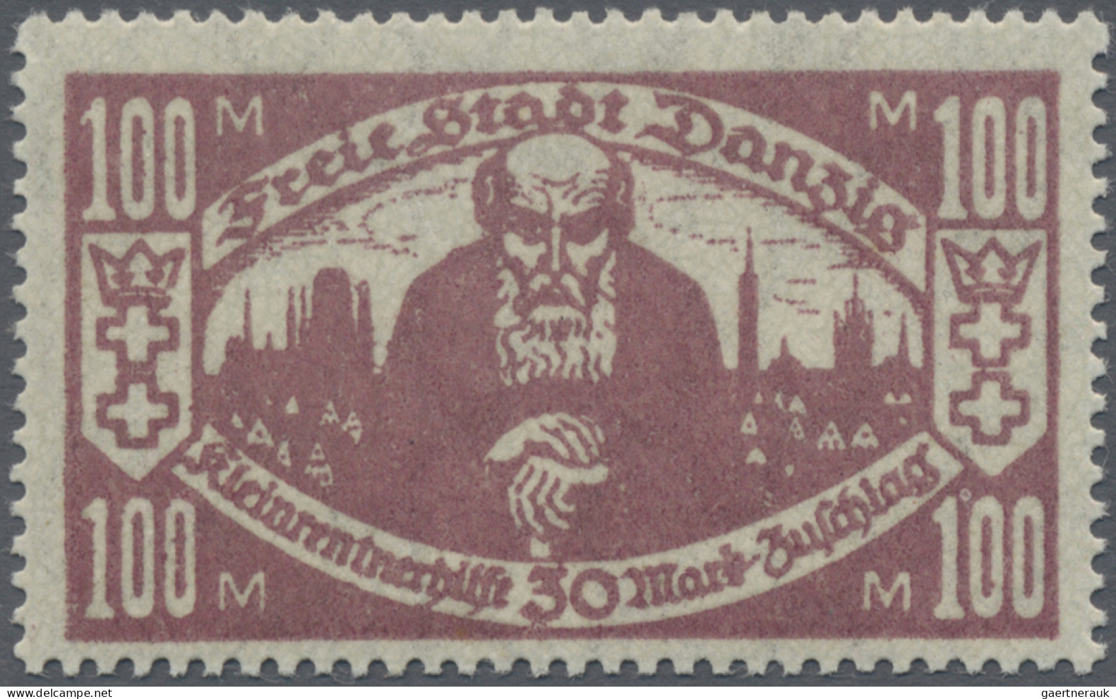 Danzig: 1923, Kleinrentnerhilfe, 100+30 M. Mit Plattenfehler I, Ungebraucht Mit - Autres & Non Classés