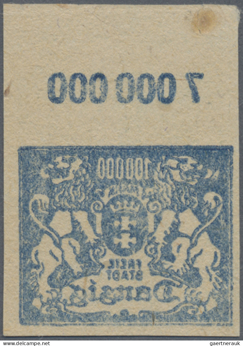 Danzig: 1923, 100.000 M Graublau, Ungezähnter Probedruck Ohne Unterdruck Auf Ung - Autres & Non Classés
