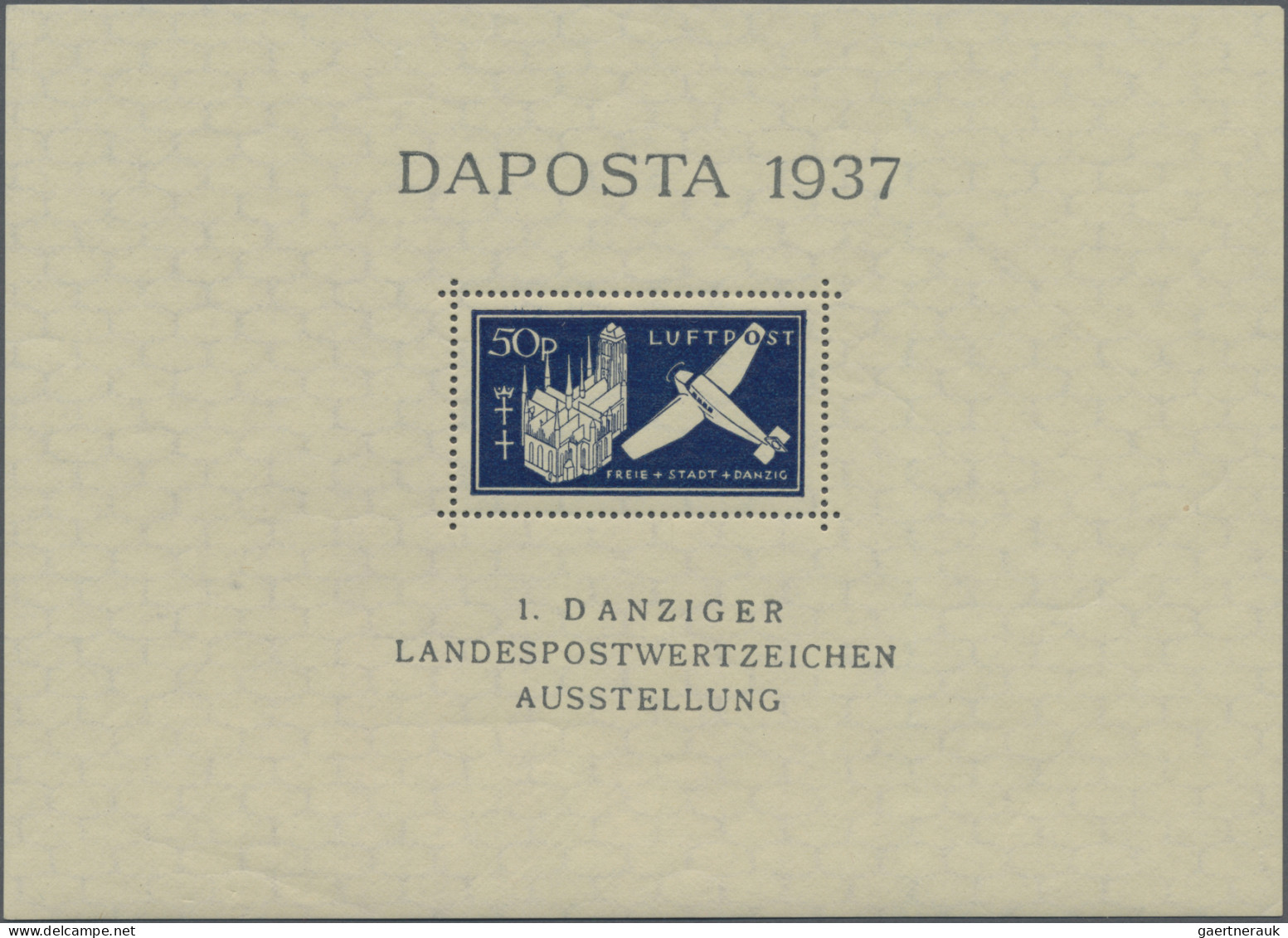 Danzig: 1937, DAPOSTA-Block 50 Pfg. Schwarzblau Mit Plattenfehler "rechte Seiten - Other & Unclassified