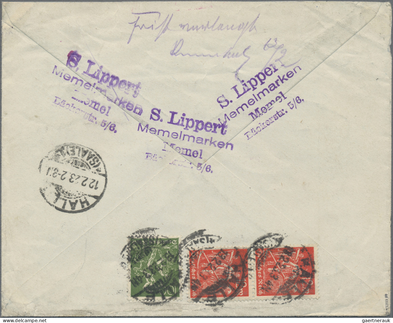 Memel: 1923, 127 Mark-Frankatur Auf Eingeschriebenem Nachnahmebrief über 90691 M - Klaipeda 1923