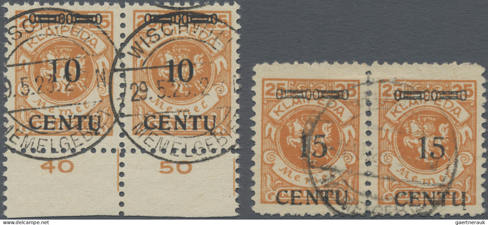 Memel: 1923, Freimarken 10 C Auf 25 M Lebhaftrötlichorange Im Waagerechten Paar - Memel (Klaipeda) 1923