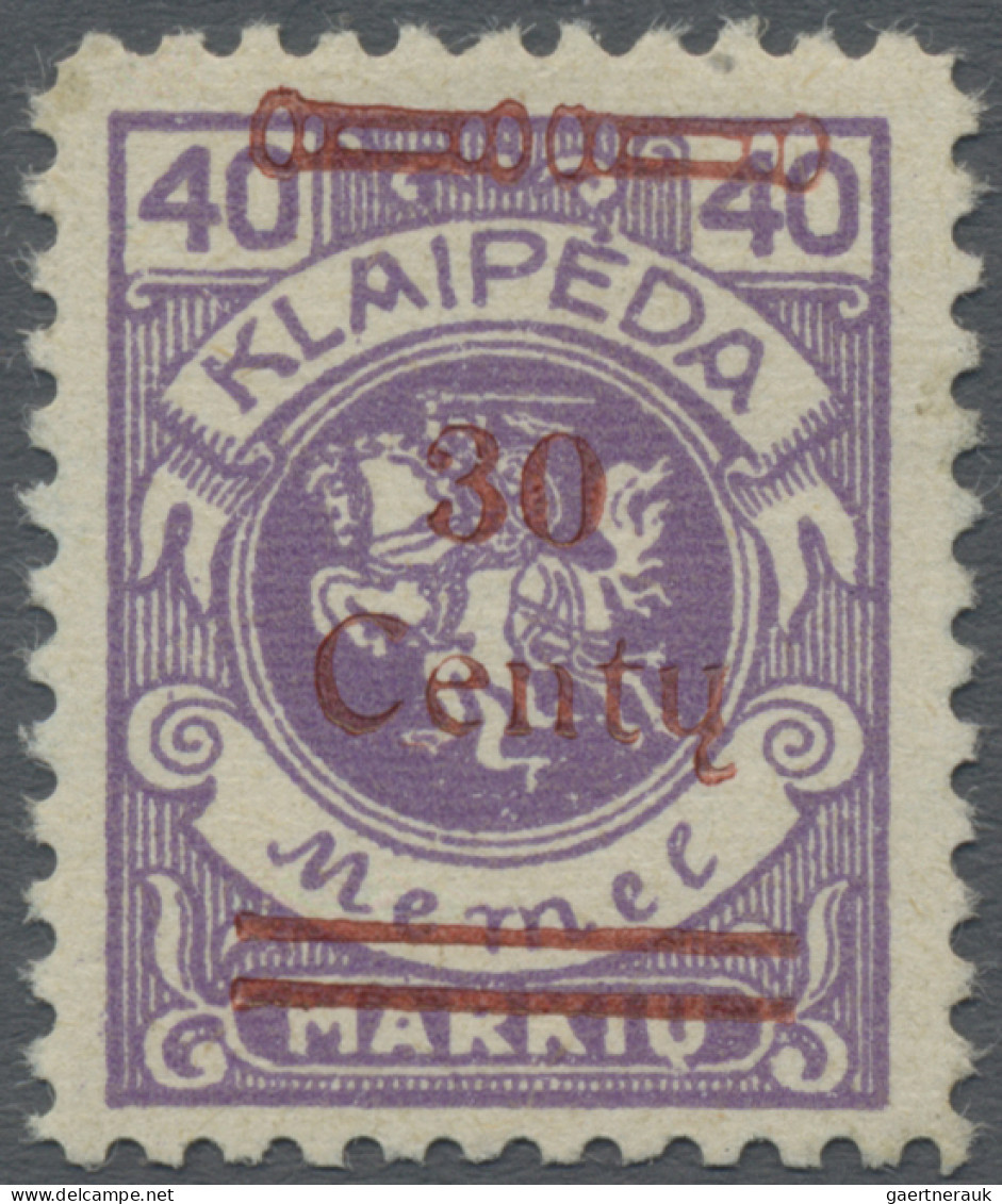 Memel: 1923, 30 C Auf 40 M Lebhaftgrauviolett Mit ROTEM Statt Grünem Aufdruck, G - Memel (Klaïpeda) 1923