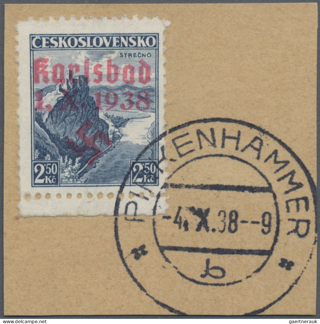 Sudetenland - Karlsbad: 1938, Freimarke 2,50 Kč "Landschaften", Dunkelgrauultram - Sudetenland