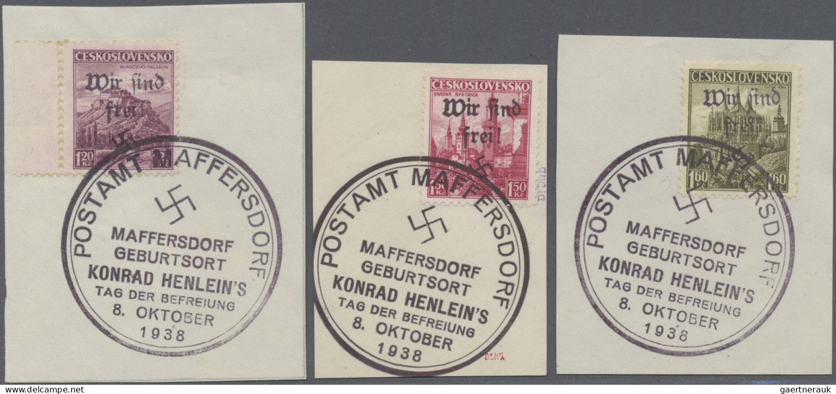 Sudetenland - Maffersdorf: 1938, 1, 20 Kc Bis 10 Kc Freimarken, 10 Verschiedene - Sudetenland