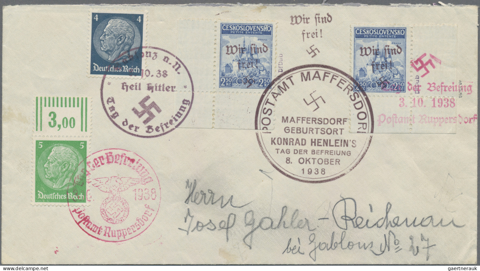 Sudetenland - Maffersdorf: 1938, 2,50 Kc. "Petite Entente" Je Aus Der Linken Und - Région Des Sudètes