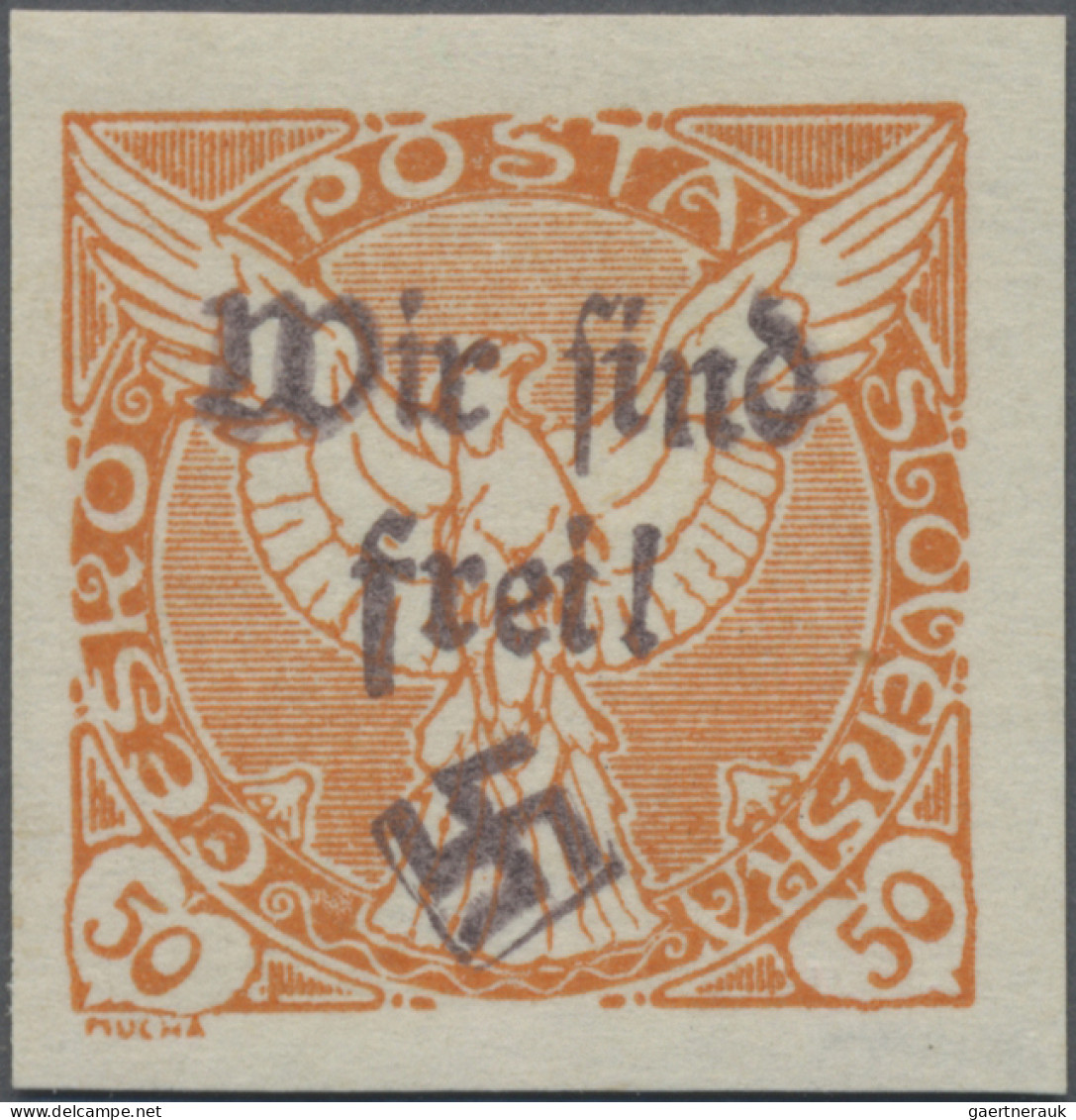 Sudetenland - Reichenberg: 1938, Zeitungsmarke 50 H Falke Orange, Postfrische Or - Région Des Sudètes
