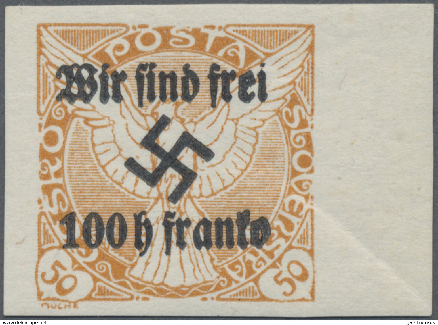 Sudetenland - Rumburg: 1938, 50 H Orange Zeitungsmarke Mit Aufdruck "Wir Sind Fr - Sudetenland