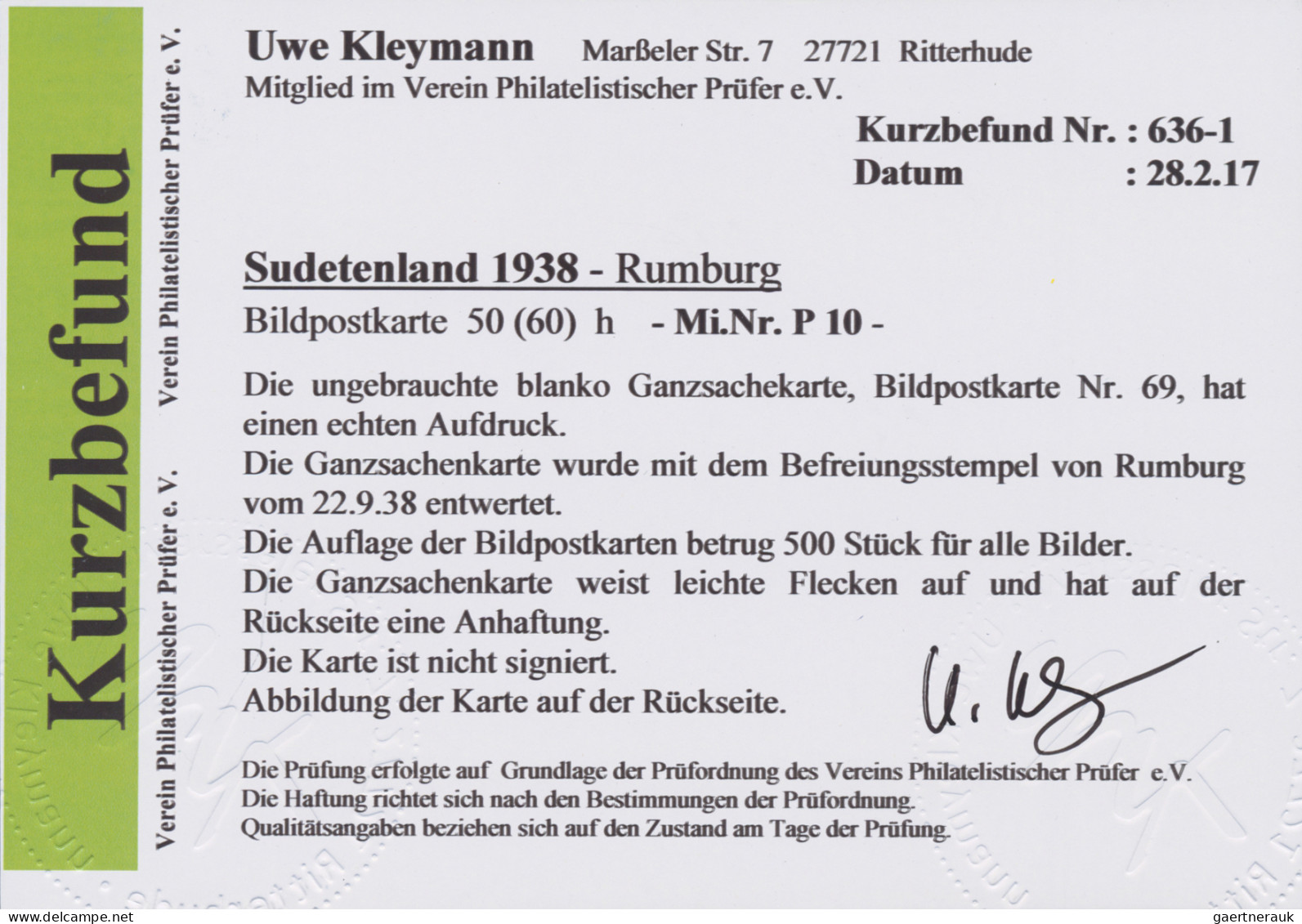 Sudetenland - Rumburg: 1938, Ganzsachenbildpostkarte Usti Nad Labem Mit Wst. Prä - Région Des Sudètes