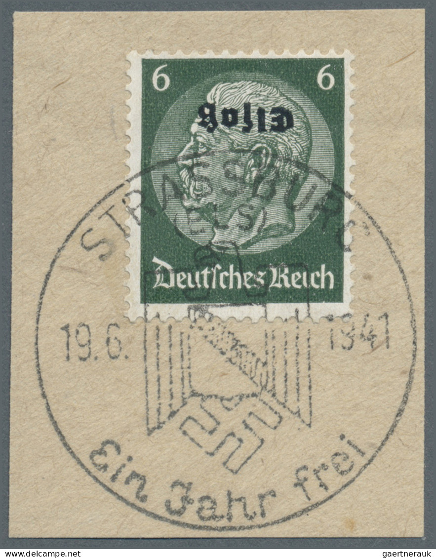 Dt. Besetzung II WK - Elsass: 1940, 6 Pfennig Hindenburg-Medaillon Mit KOPFSTEHE - Ocupación 1938 – 45