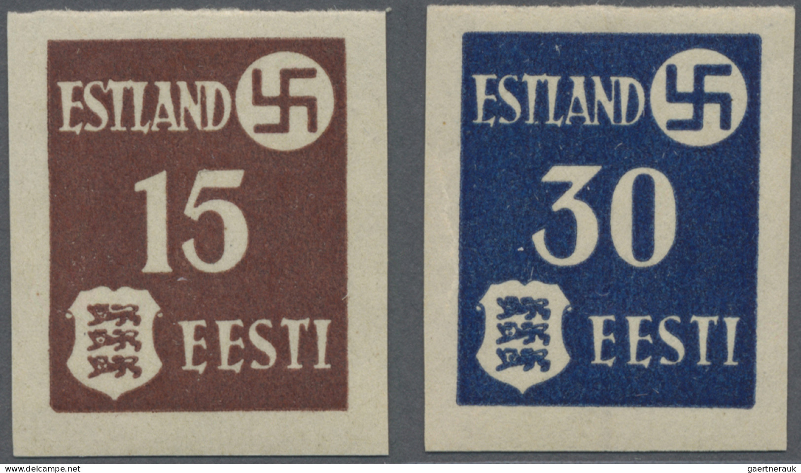 Dt. Besetzung II WK - Estland: 1941, 15 K Und 30 K, Postfrisch, Je Ungezähnt, Di - Bezetting 1938-45