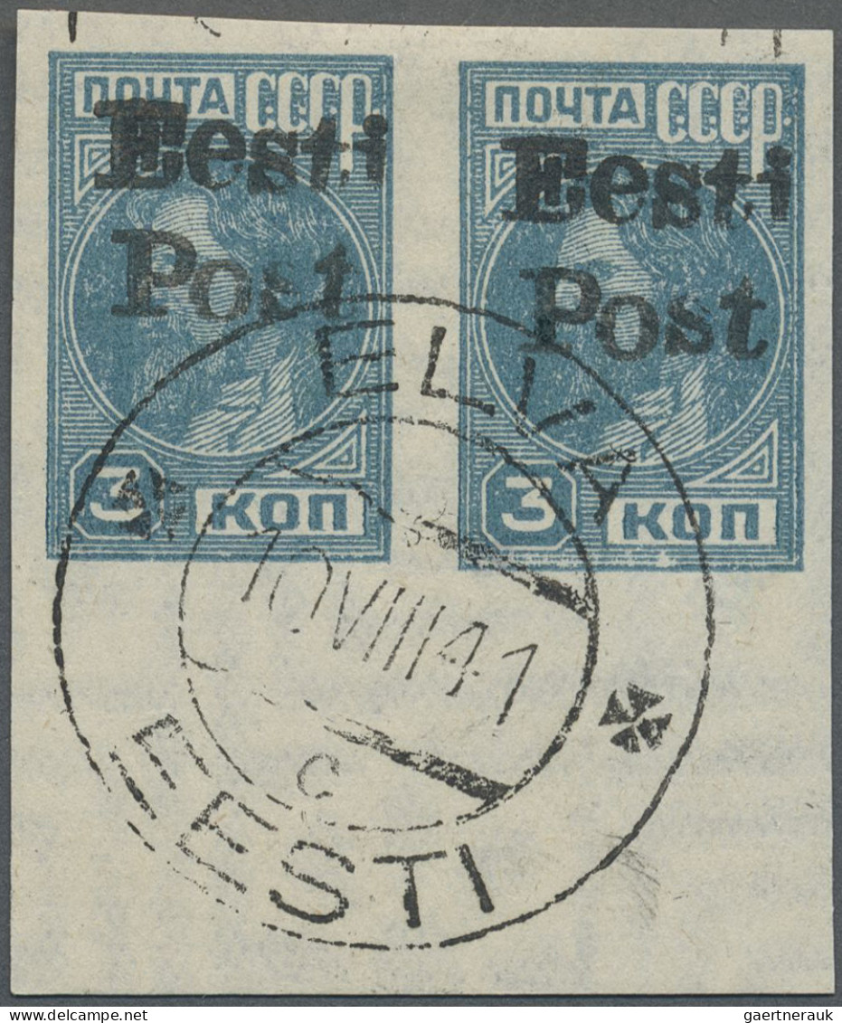 Dt. Besetzung II WK - Estland - Elwa: 1941, 3 K Dunkelgrünlichblau Freimarke "We - Ocupación 1938 – 45