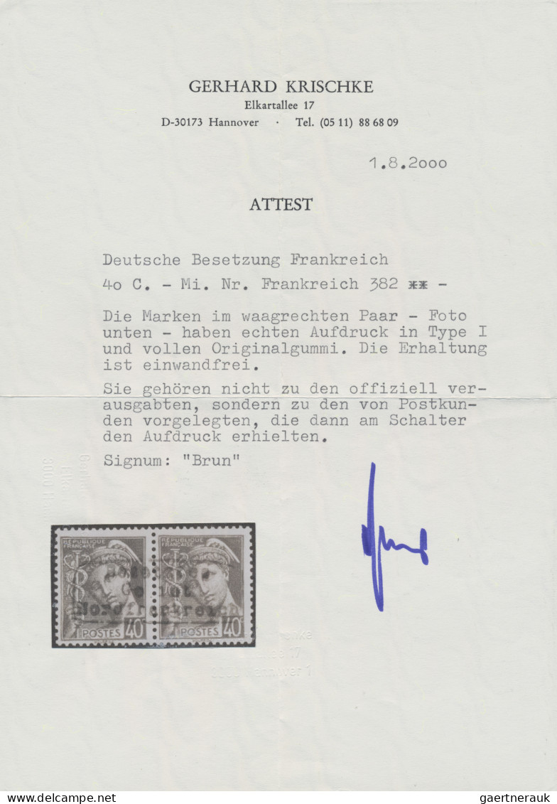 Dt. Besetzung II WK - Frankreich - Dünkirchen: 1940, Handstempelaufdrucke Type I - Besetzungen 1938-45