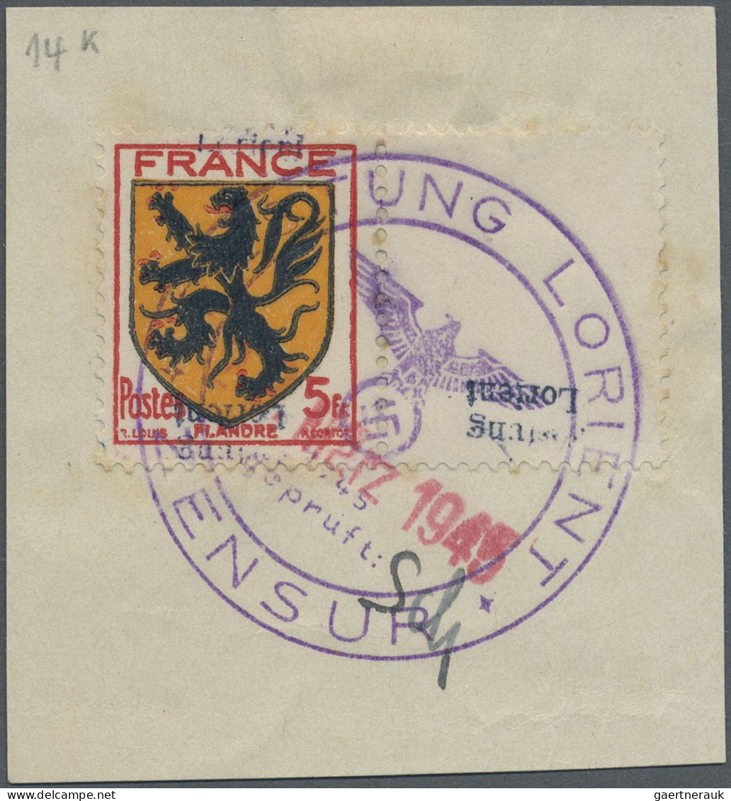 Dt. Besetzung II WK - Frankreich - Festung Lorient: 1945, 5 Fr "Provinzwappen Fl - Besetzungen 1938-45