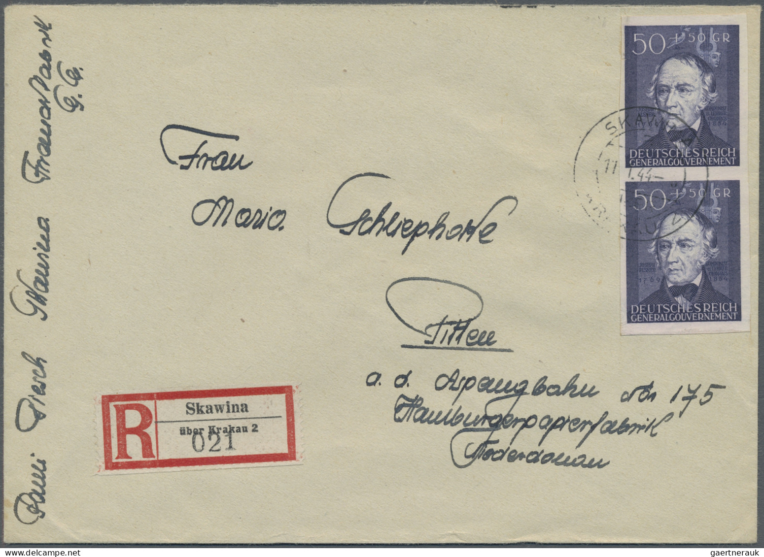 Dt. Besetzung II WK - Generalgouvernement: 1944, Kulturträger II, Elstner 50 Gr. - Occupation 1938-45