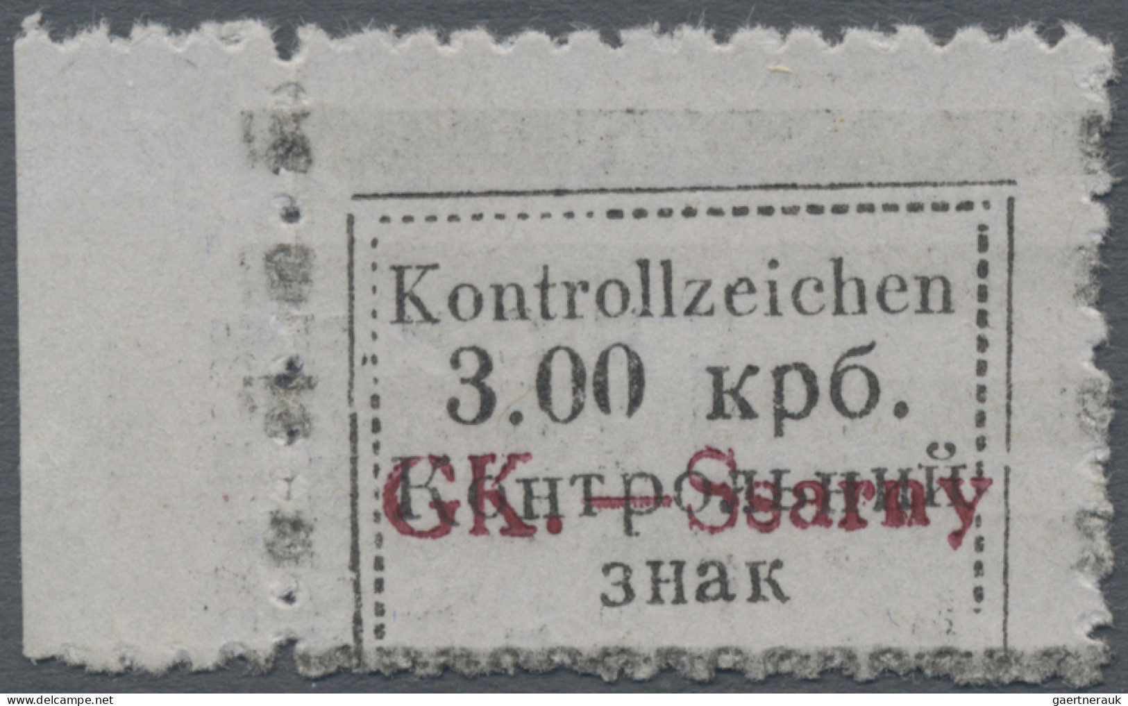 Dt. Besetzung II WK - Ukraine - Sarny: 1941, 3.oo Krb. Schwarz Auf Mattgrau, Typ - Besetzungen 1938-45