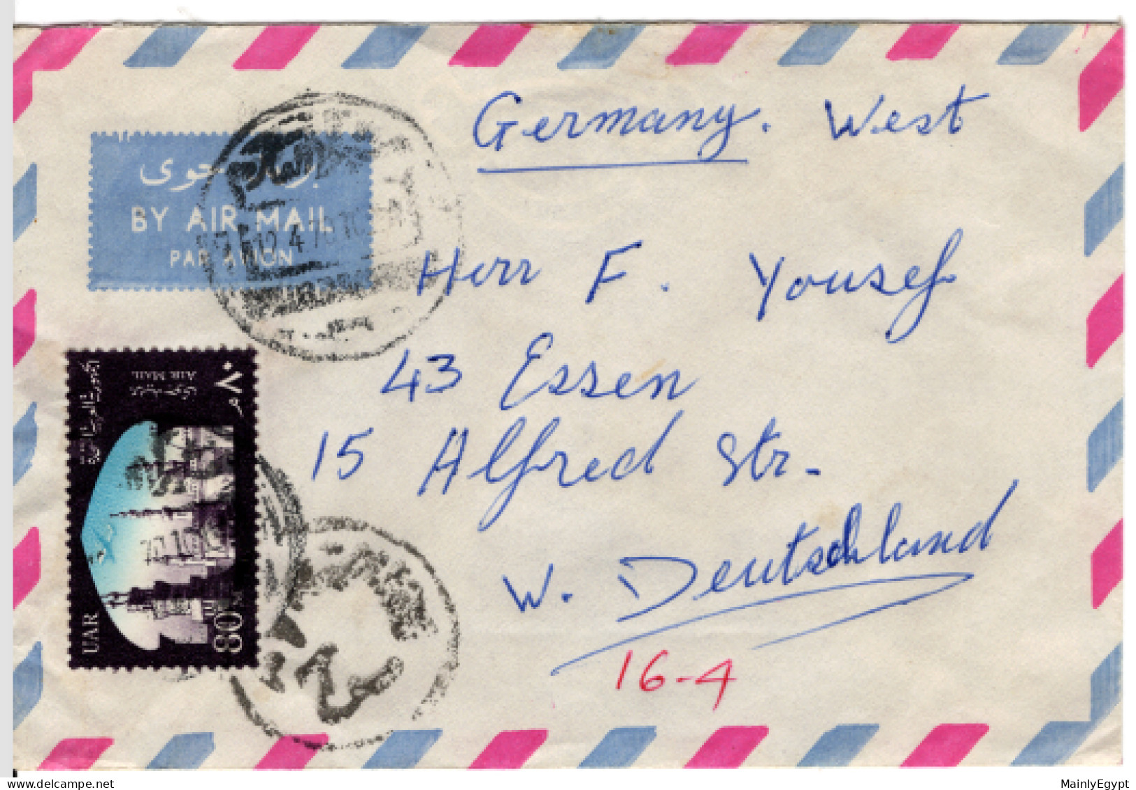 EGYPT: 1970 COVER CDS Cairo To West Germany, Censor, Mi.708 Airmail Al-Azhar (GB013) - Storia Postale