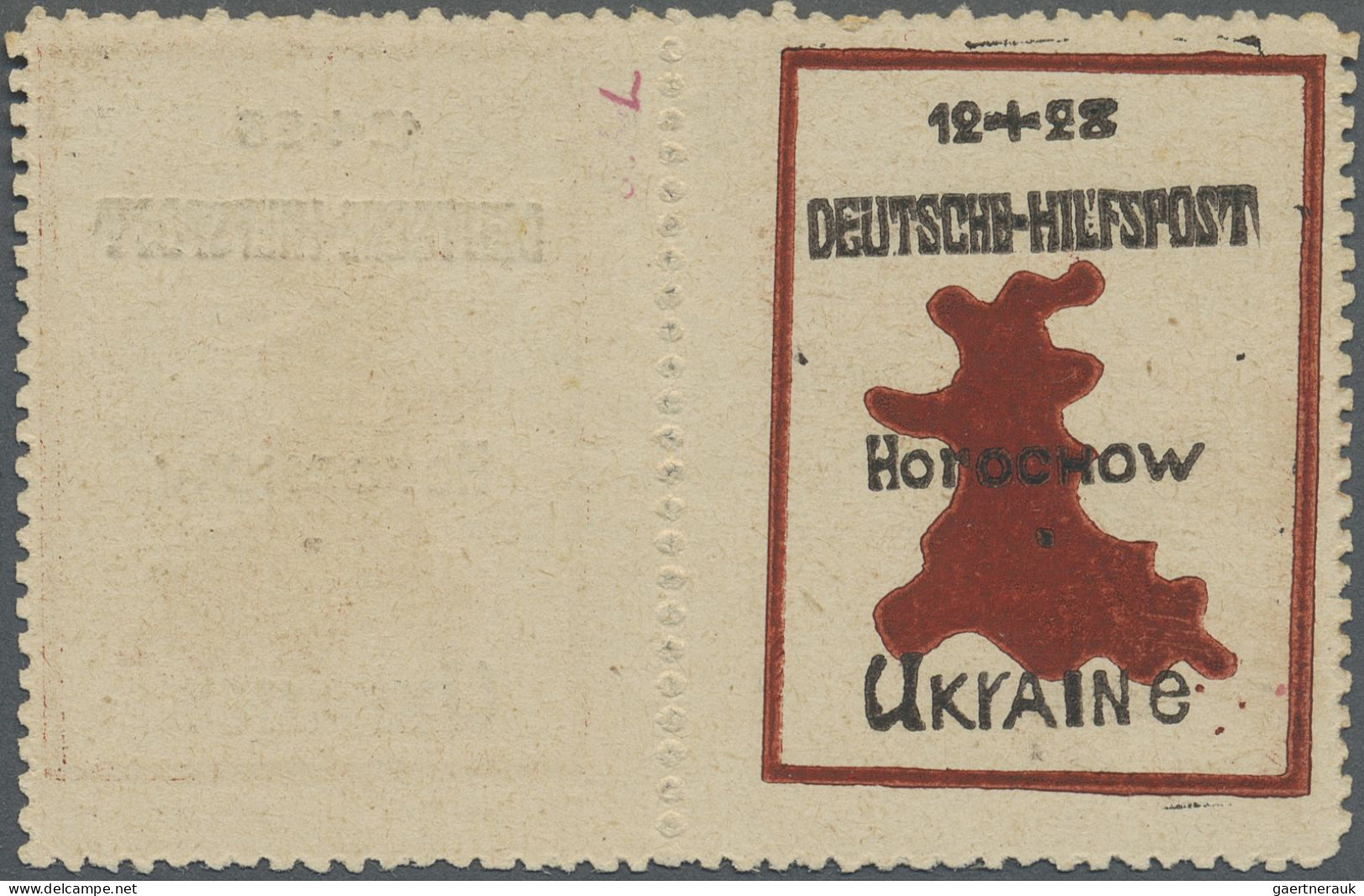 Dt. Besetzung II WK - Ukraine - Nordukraine: 1944, Gorochow: 12 + 28 Pf Braunrot - Occupation 1938-45