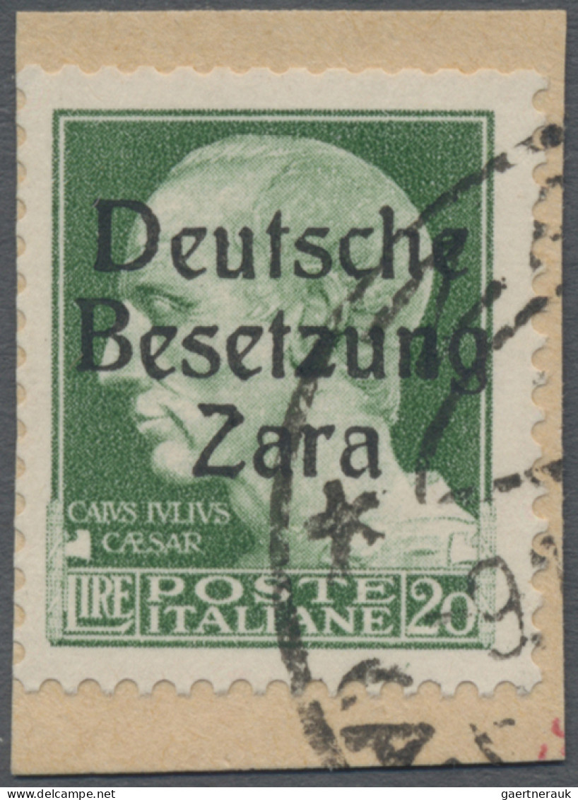 Dt. Besetzung II WK - Zara: 1943, 20 Lire Dunkelgrün Freimarke "Serie Imperiale" - Bezetting 1938-45