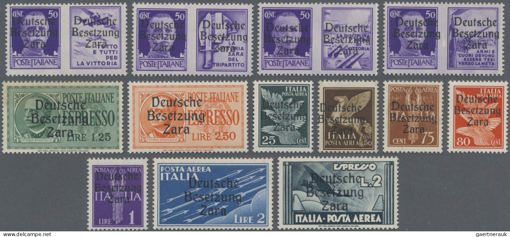 Dt. Besetzung II WK - Zara: 1943, Freimarken Zu 50 C Mit Allen Vier Propagandafe - Occupazione 1938 – 45