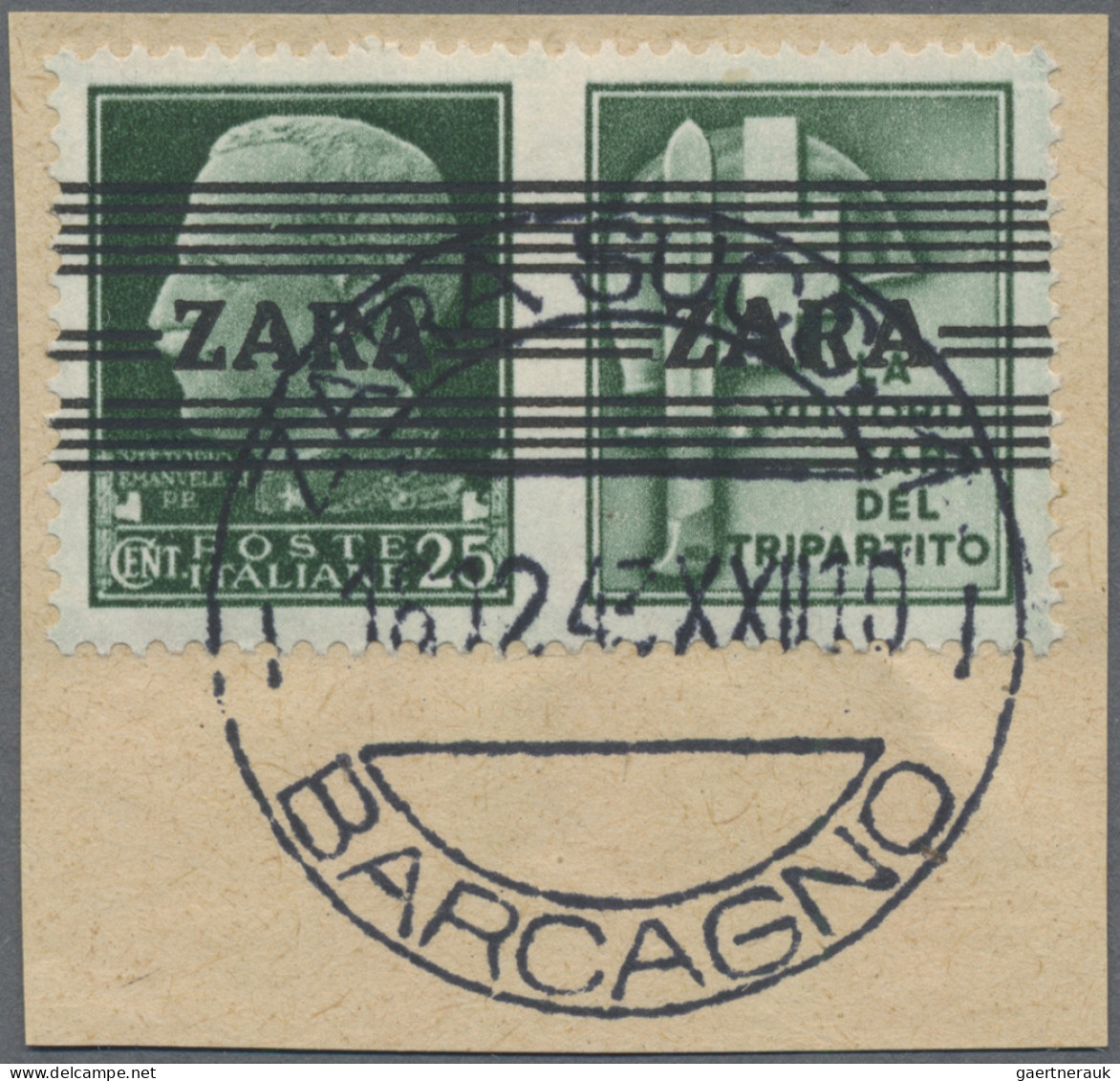 Dt. Besetzung II WK - Zara: 1943, Balkenaufdrucke, 25 C - 1.25 L, 11 Werte Incl. - Ocupación 1938 – 45