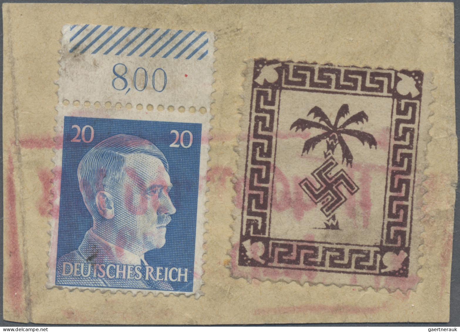 Feldpostmarken: 1943, Tunis-Päckchenmarke Auf Gelblichem, Wabenartig Genetztem P - Altri & Non Classificati