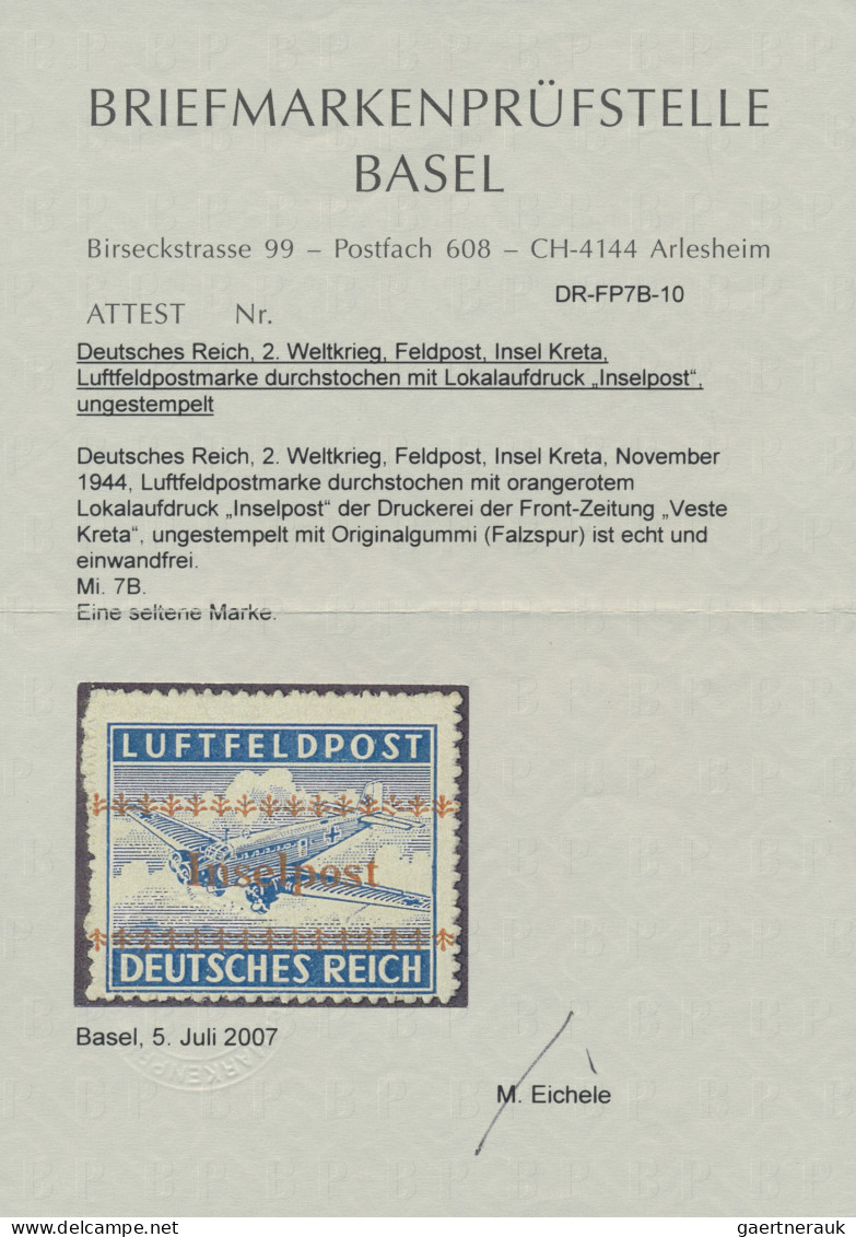 Feldpostmarken: 1944, Inselpost KRETA, Durchstochen, Ungebraucht (Falzspur), Sig - Other & Unclassified