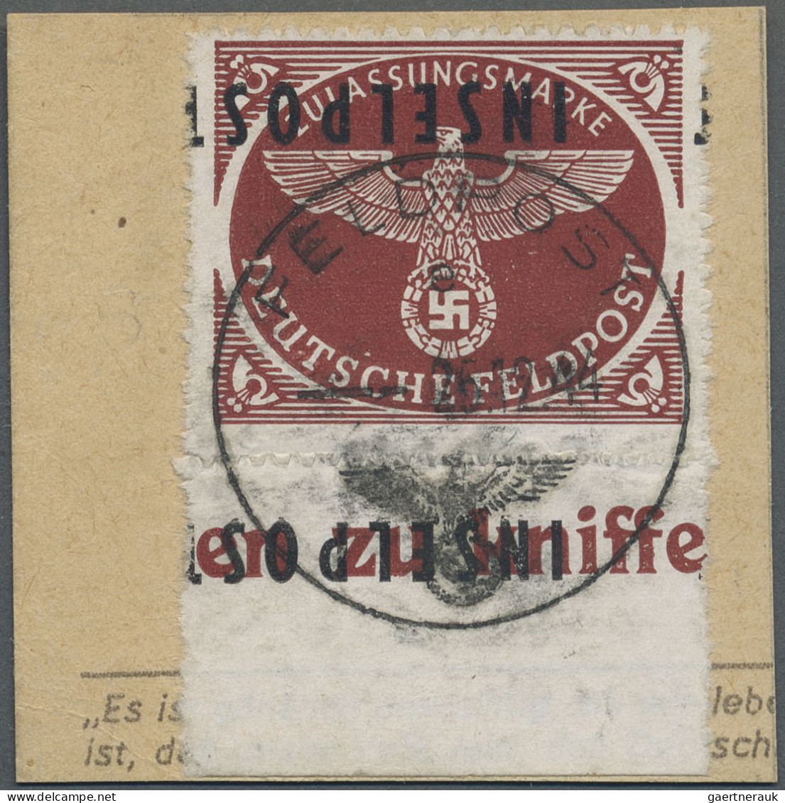 Feldpostmarken: 1944, Insel Rhodos, Inselpost-Zulassungsmarke, Durchstochen, Mit - Sonstige & Ohne Zuordnung