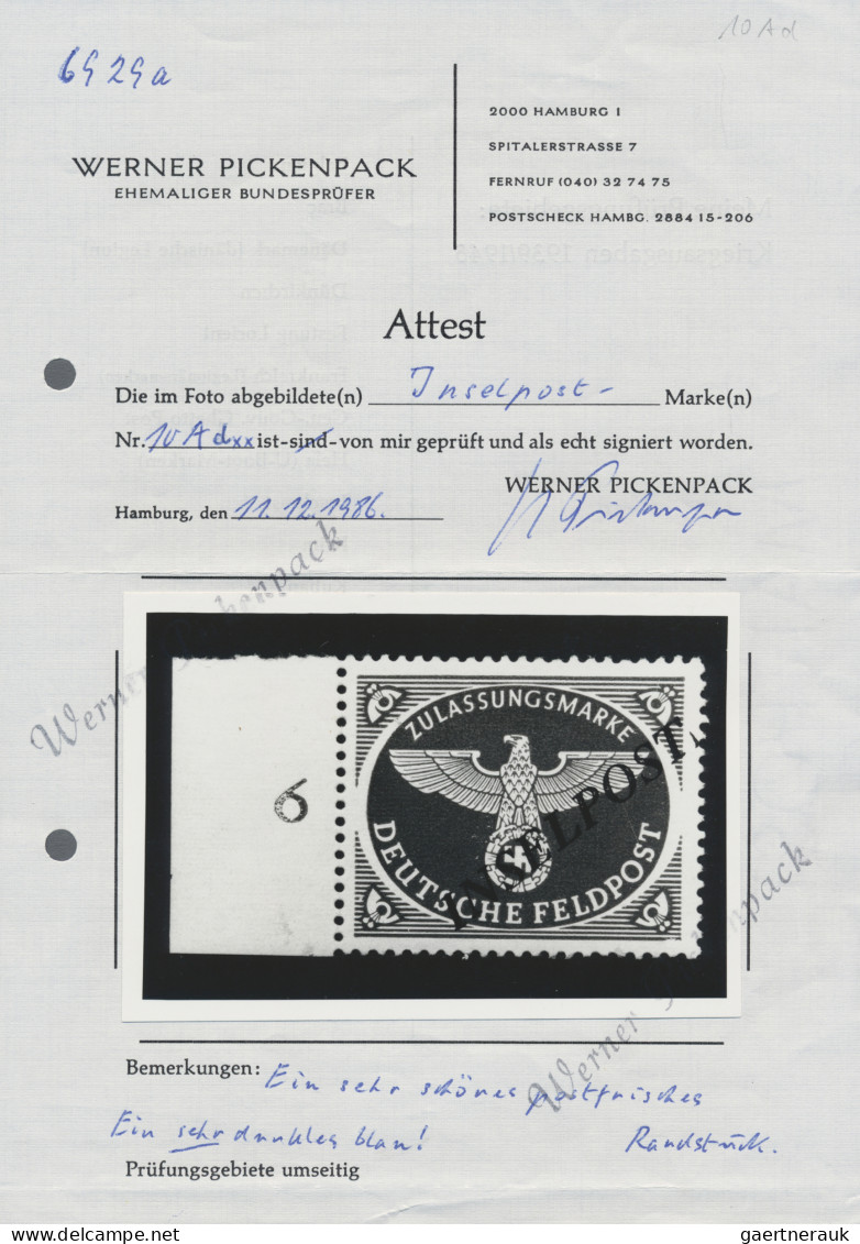 Feldpostmarken: 1944, Inselpost-Zulassungsmarke, Gezähnt Vom Linken Bogenrand, M - Otros & Sin Clasificación