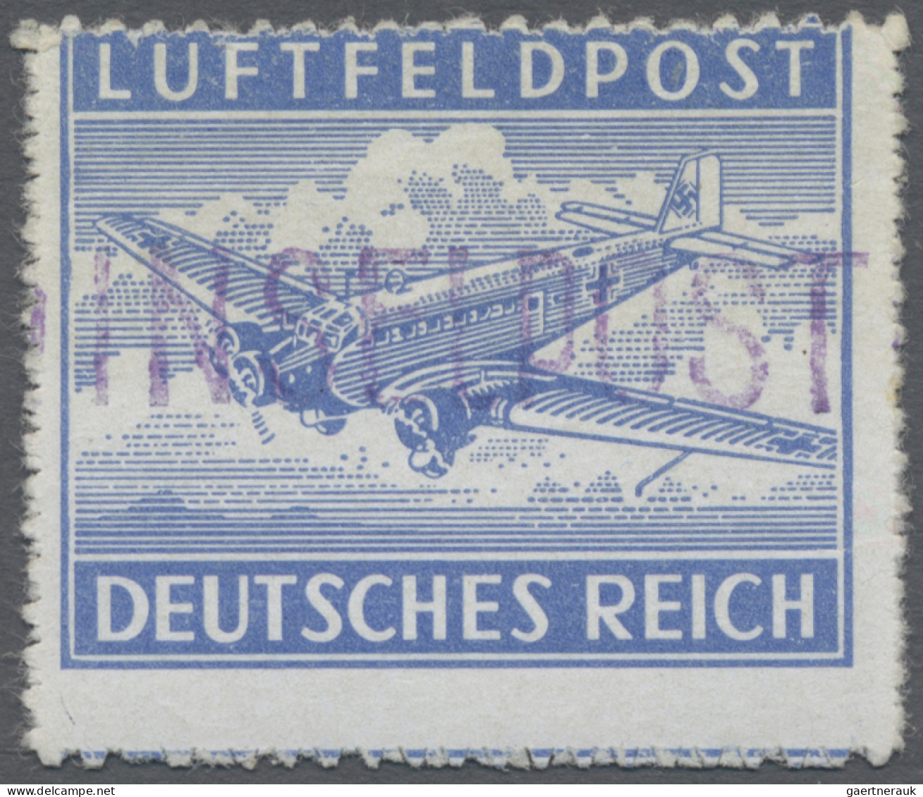 Feldpostmarken: 1945, Leros-Zulassungsmarke Durchstochen Mit Schwarzblauviolette - Sonstige & Ohne Zuordnung