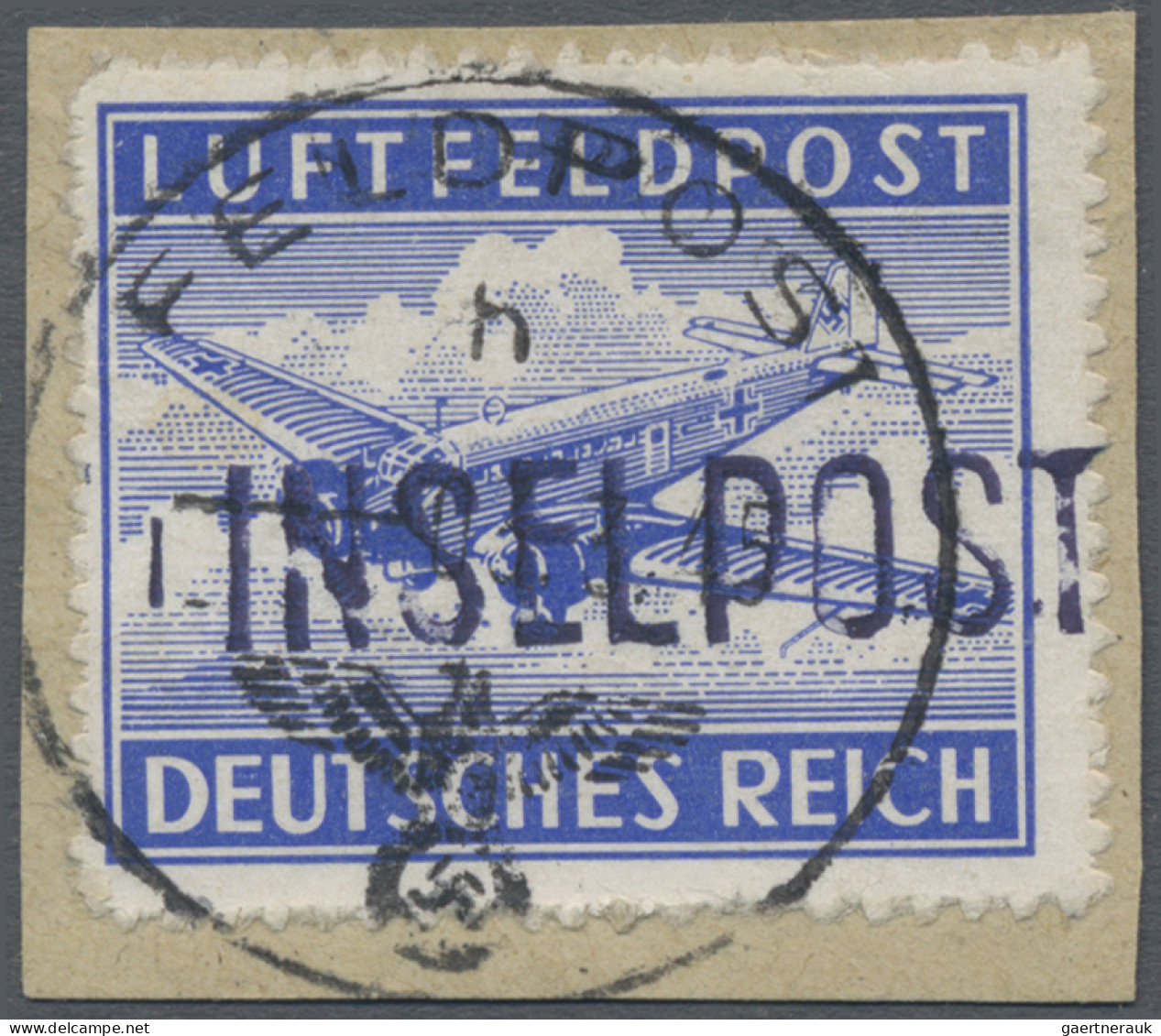 Feldpostmarken: INSEL LEROS, 1945, Zulassungsmarke, Durchstochen, Auf Briefstück - Sonstige & Ohne Zuordnung