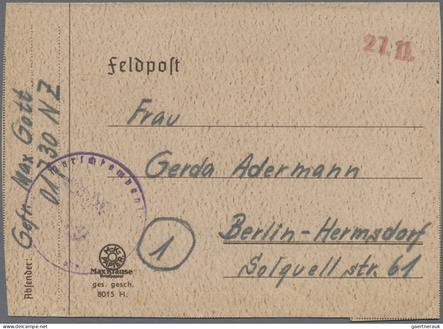 Feldpost 2. Weltkrieg: 1944, Zwei Seltene Feldpost-Briefe Mit Aufgedruckten Ansi - Sonstige