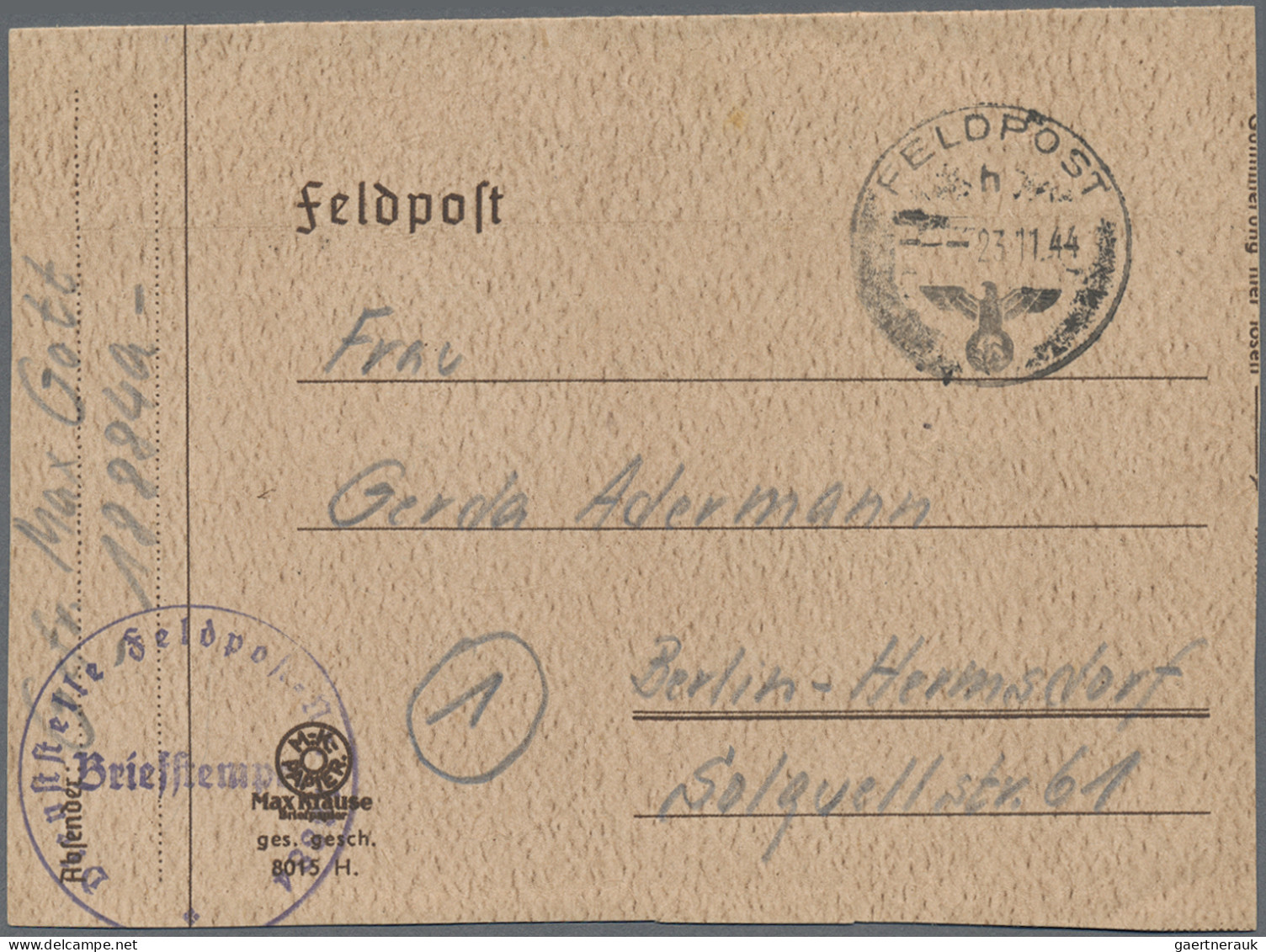 Feldpost 2. Weltkrieg: 1944, Zwei Seltene Feldpost-Briefe Mit Aufgedruckten Ansi - Andere