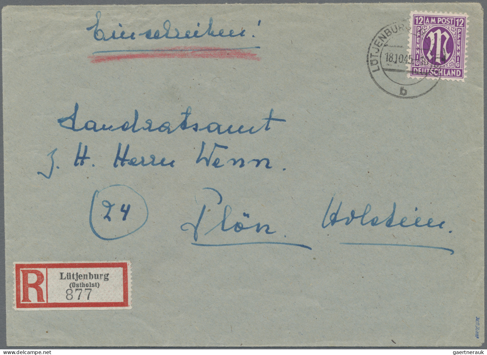 Deutsche Lokalausgaben Ab 1945: KIEL (RPD-Bezirk),1945, Zwei R-Briefe Mit R-Zett - Autres & Non Classés