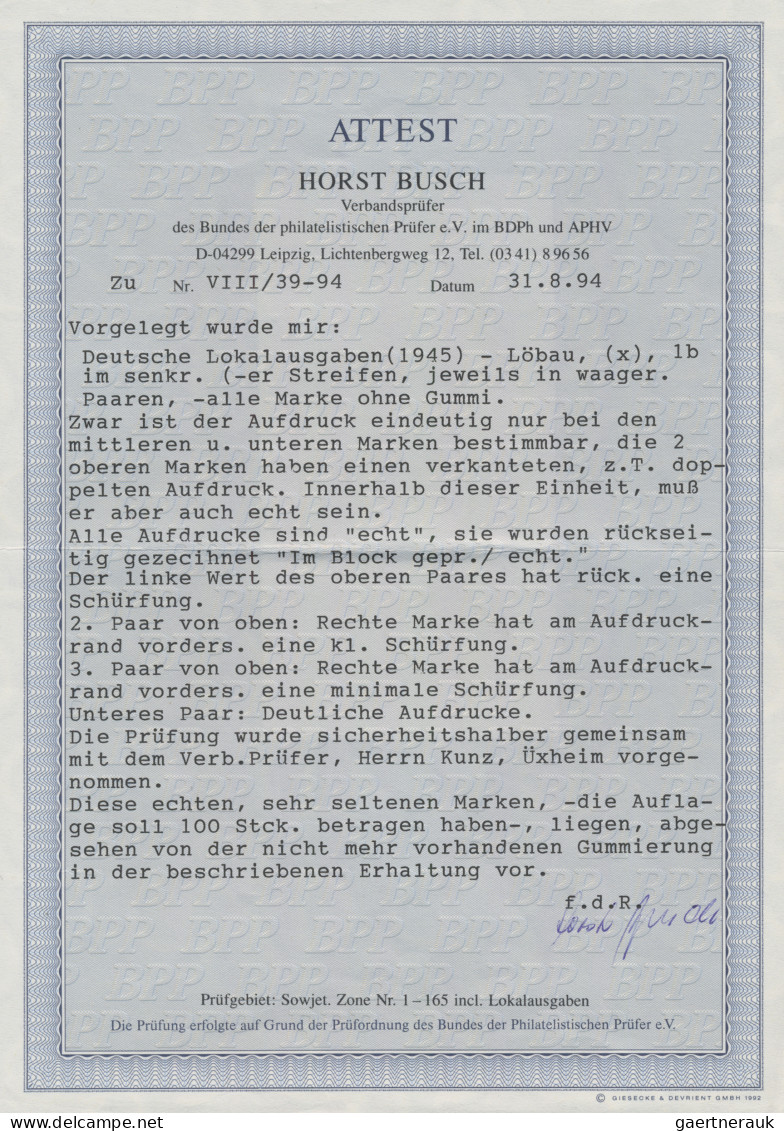 Deutsche Lokalausgaben Ab 1945: LÖBAU: 1945, 6 Pf Hitler Mit Viol. Kopfstehendem - Otros & Sin Clasificación