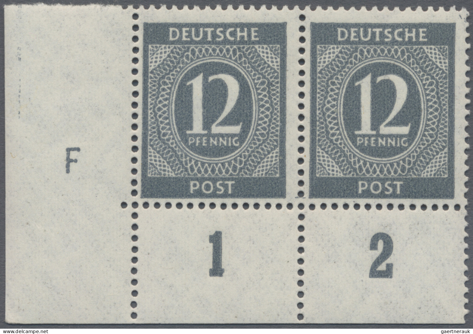 Alliierte Besetzung - Gemeinschaftsausgaben: 1946, 12 Pf Ziffer Dunkelgrau, Post - Andere & Zonder Classificatie