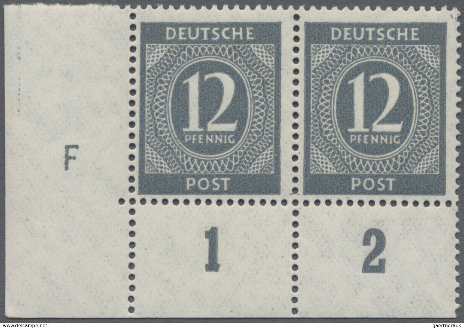 Alliierte Besetzung - Gemeinschaftsausgaben: 1946, 12 Pf Ziffer Dunkelgrau, Post - Autres & Non Classés