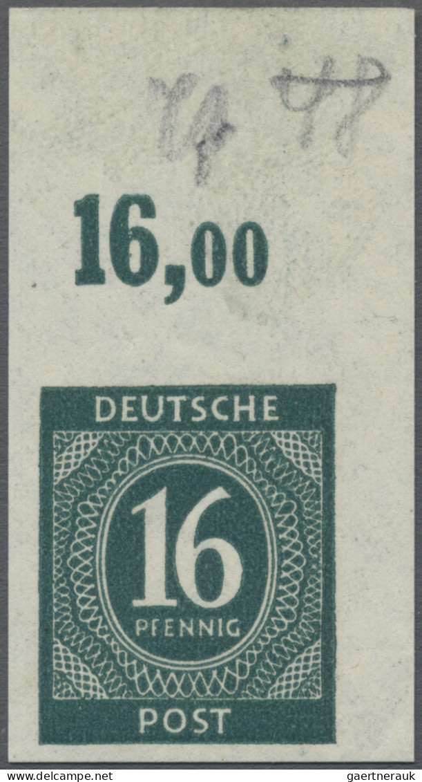 Alliierte Besetzung - Gemeinschaftsausgaben: 1946, 16 Pf Ziffer UNGEZÄHNT, Postf - Autres & Non Classés