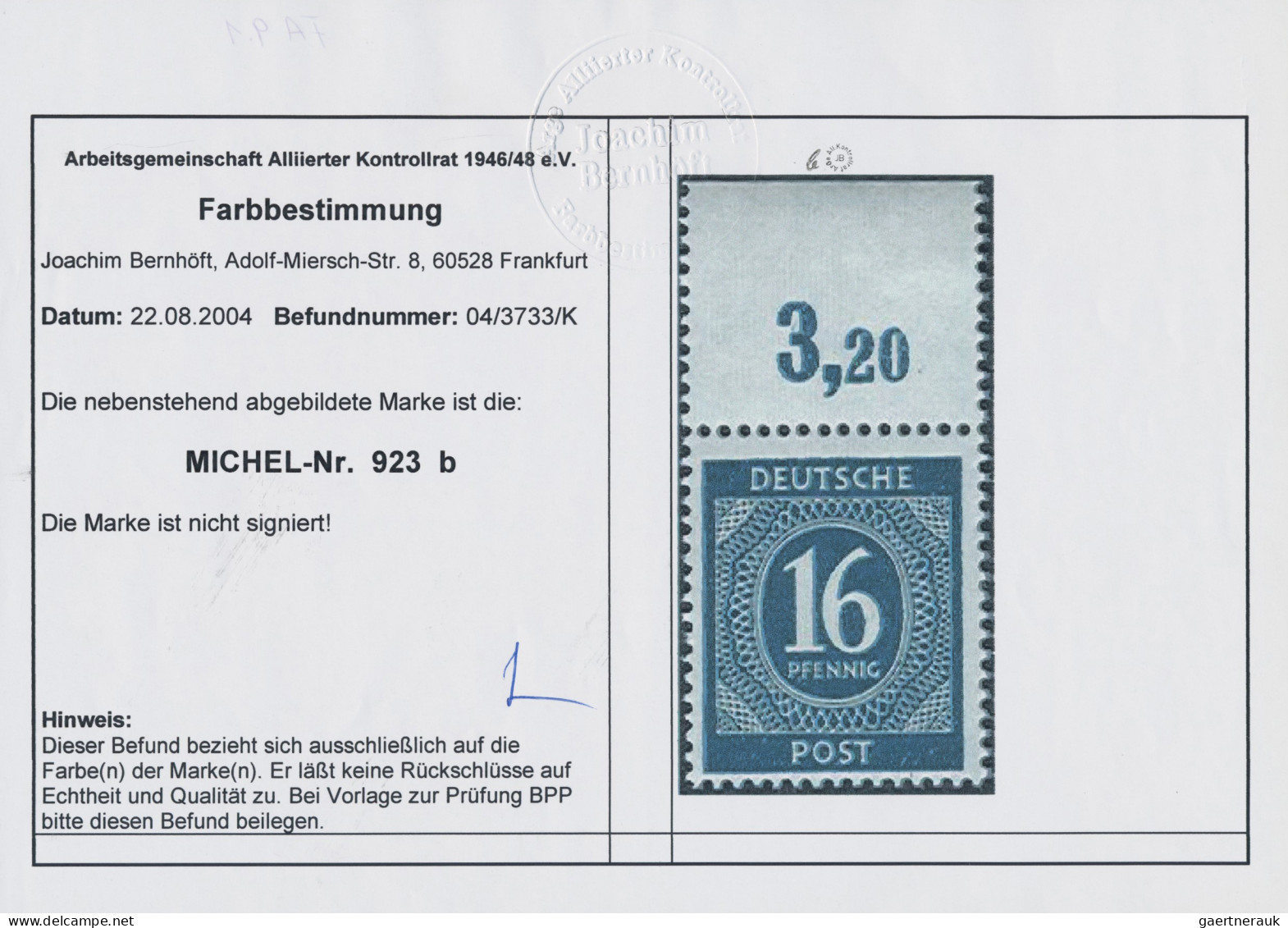 Alliierte Besetzung - Gemeinschaftsausgaben: 1946, 16 Pf Ziffer In Der B-Farbe S - Sonstige & Ohne Zuordnung