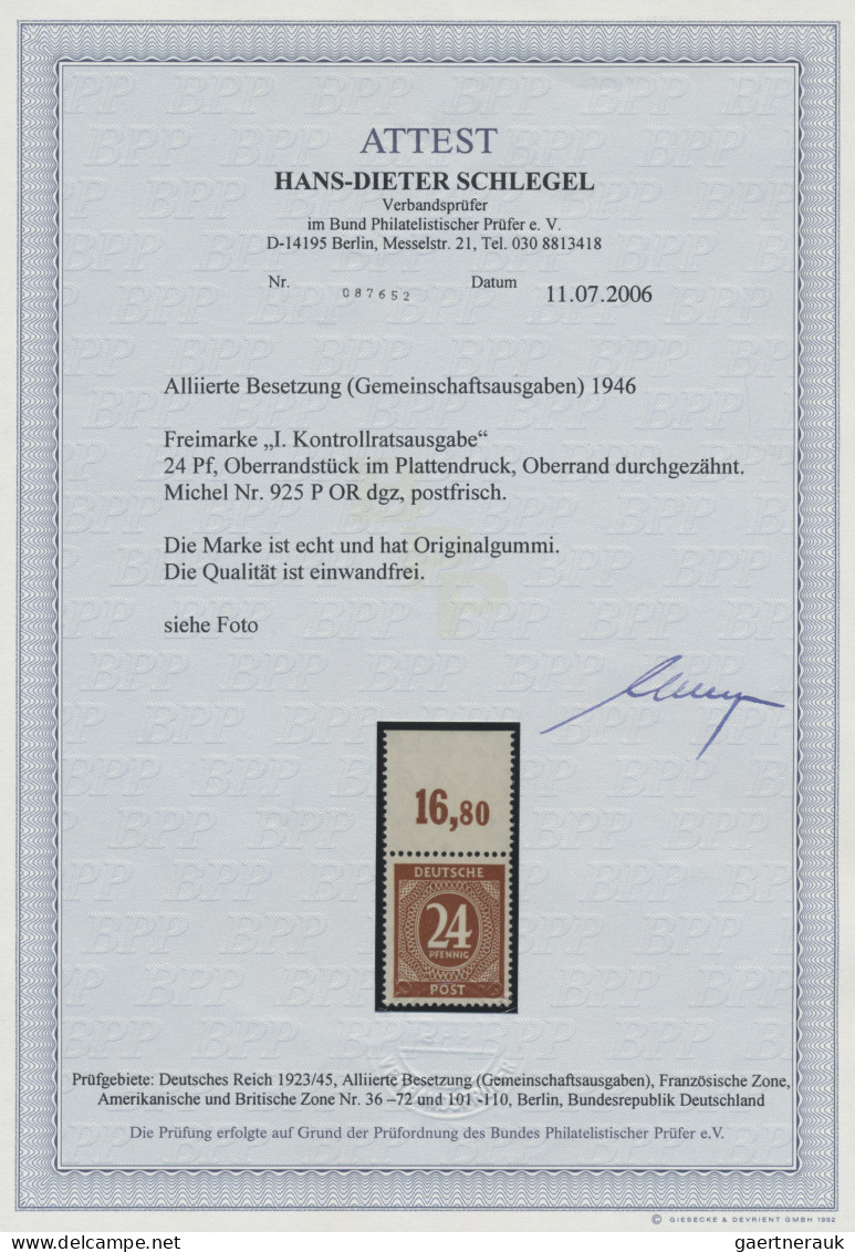 Alliierte Besetzung - Gemeinschaftsausgaben: 1946, 24 Pf Ziffer Braunorange Im P - Other & Unclassified