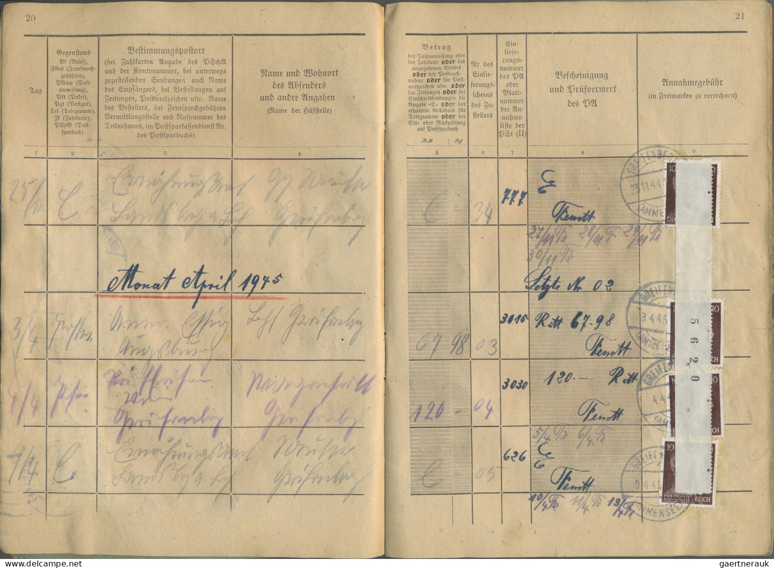 Alliierte Besetzung - Besonderheiten: 1944/47, GREIFENBERG(AMMERSEE): Annahmebuc - Other & Unclassified