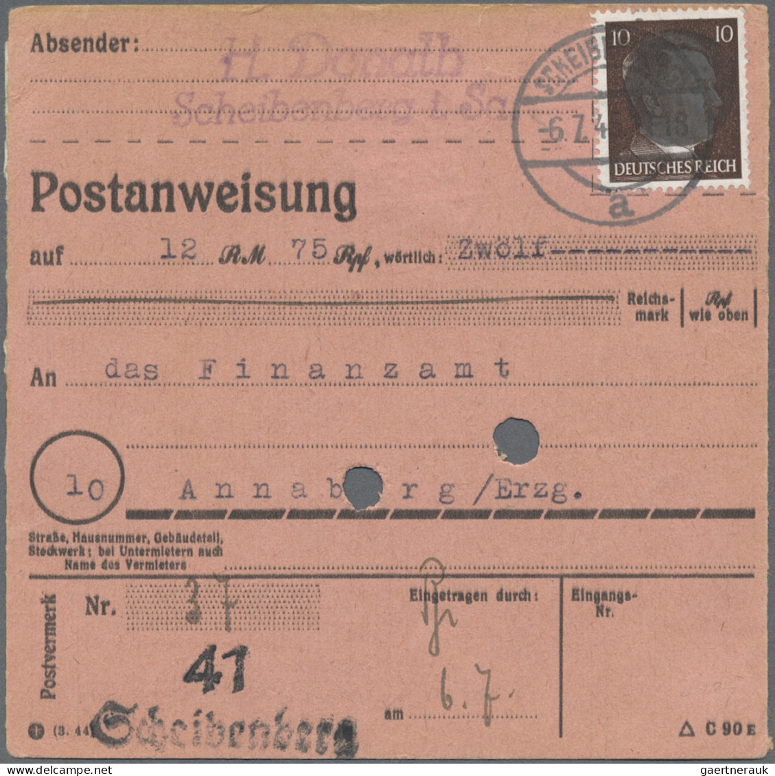 Sowjetische Zone - Sächsische Schwärzungen: 1945, 10 Pf Hitler Als Seltene MeF A - Andere & Zonder Classificatie