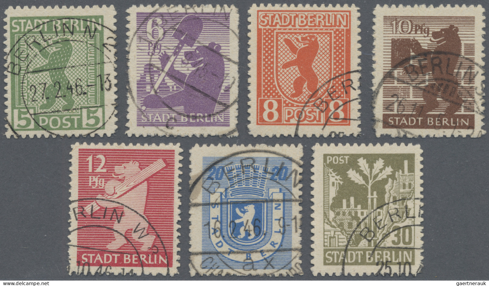 Sowjetische Zone - Berlin Und Brandenburg: 1945, Freimarken, Durchstochen, Kpl., - Sonstige & Ohne Zuordnung