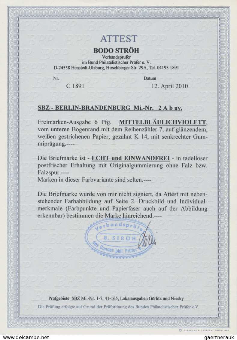 Sowjetische Zone - Berlin Und Brandenburg: 1945, 6 Pf Berliner Bär In Der Guten - Autres & Non Classés