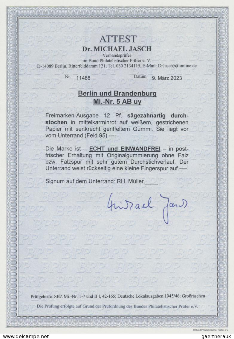 Sowjetische Zone - Berlin Und Brandenburg: 1945, Freimarke 12 Pfg. Mittelkarminr - Autres & Non Classés