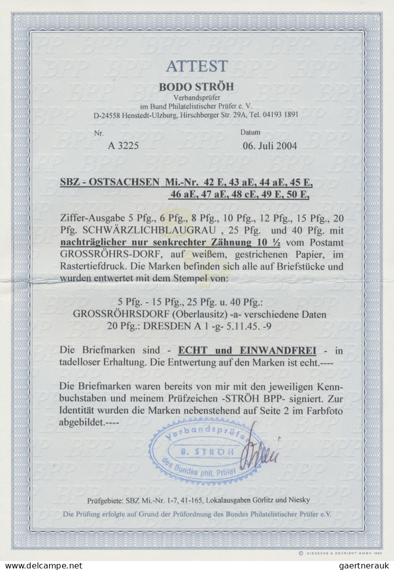 Sowjetische Zone - Ost-Sachsen: 1945, Linienzähnung Großröhrsdorf, 5- 40 Pfg Zif - Autres & Non Classés