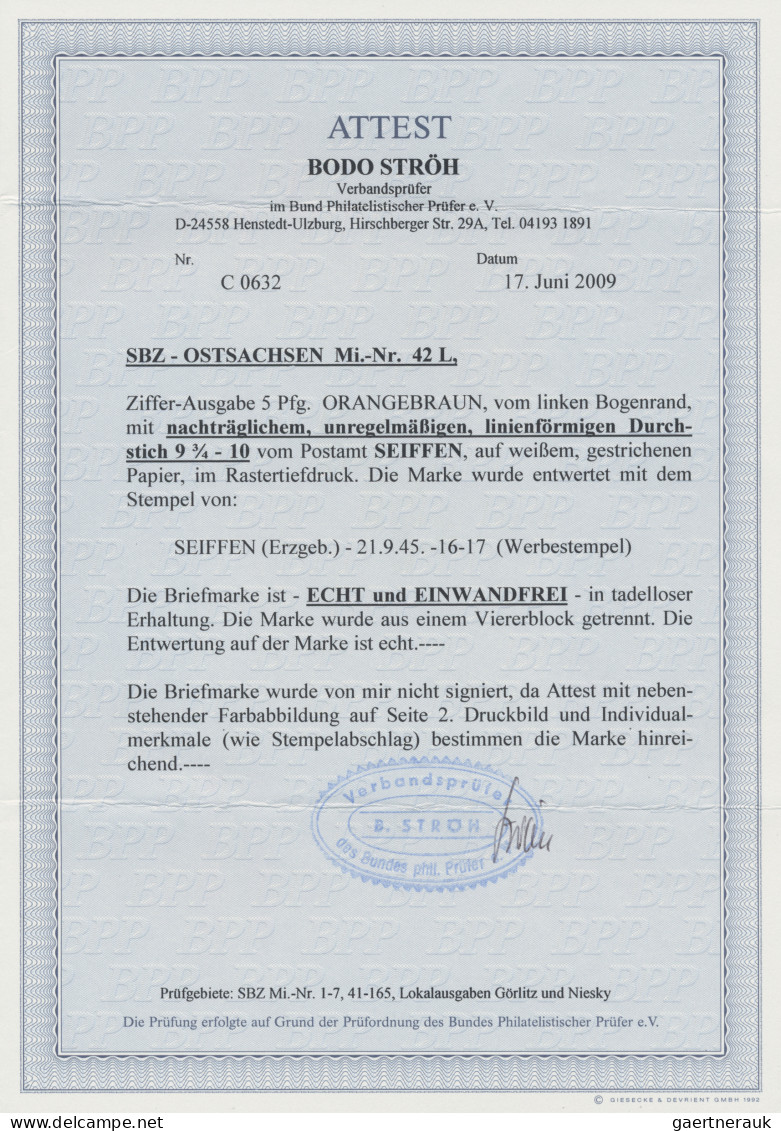 Sowjetische Zone - Ost-Sachsen: 1945, 5 Pfg Ziffer Im Kreis Orangebraun Vom Link - Other & Unclassified