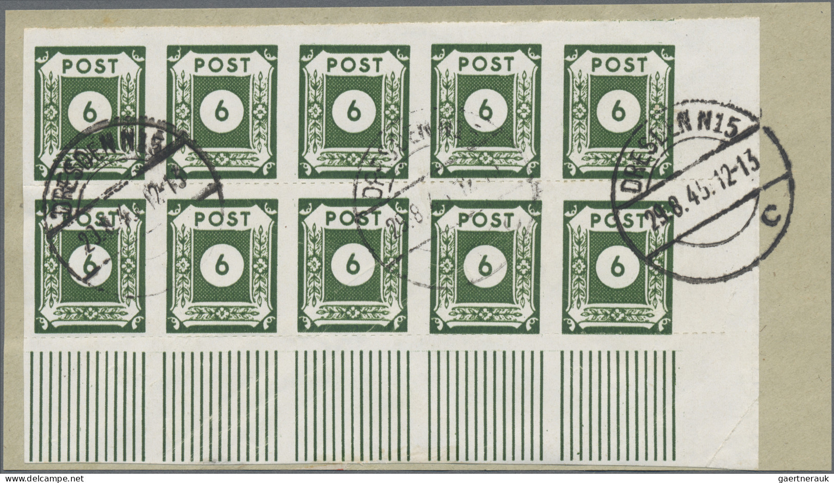 Sowjetische Zone - Ost-Sachsen: 1945, Freimarken Ziffern Im Kreis 6 Pf. Schwarzg - Autres & Non Classés